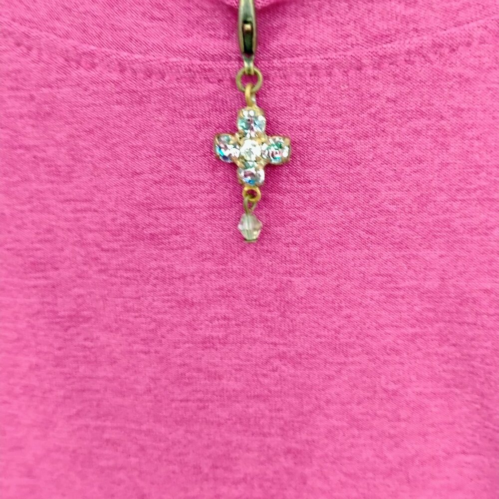 Sabika Delicate Tiny Cross Pendant Swarovski Crystals